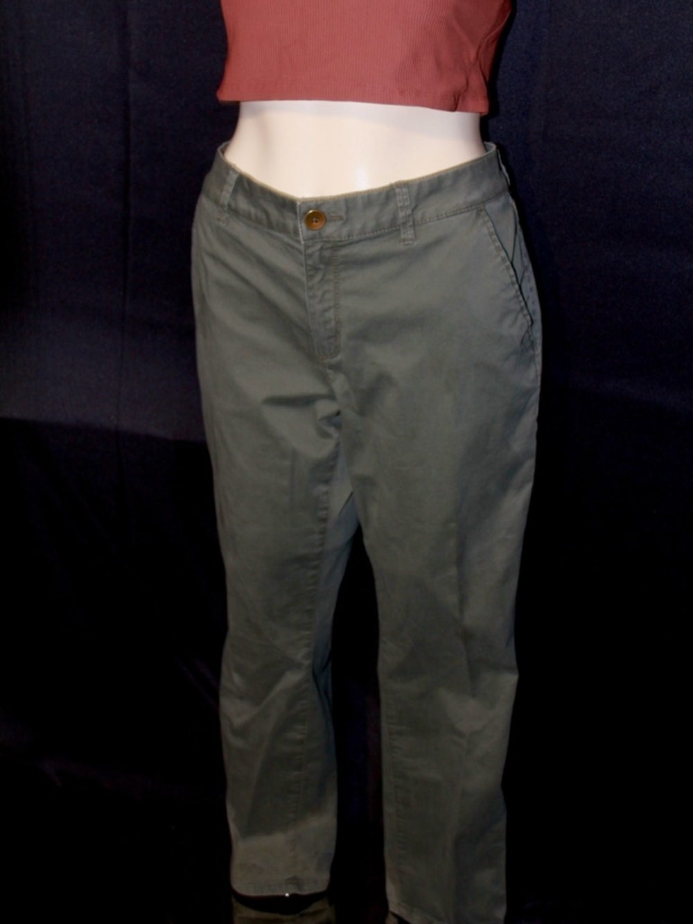 Olive Green Chinos Capri Ankle Pants - Picture 2 of 6